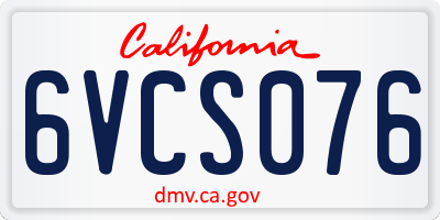 CA license plate 6VCS076