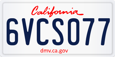 CA license plate 6VCS077