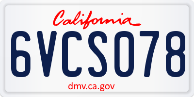 CA license plate 6VCS078