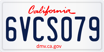 CA license plate 6VCS079