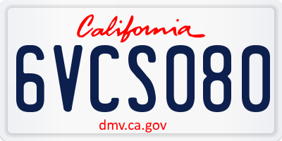 CA license plate 6VCS080