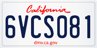 CA license plate 6VCS081