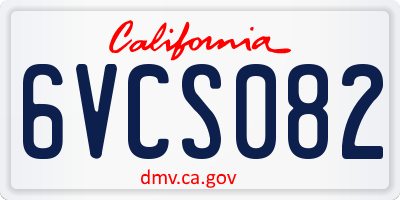 CA license plate 6VCS082