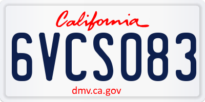 CA license plate 6VCS083