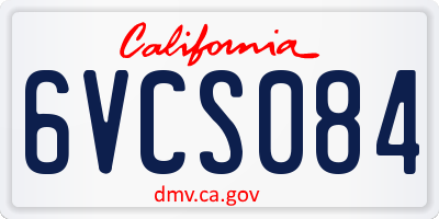 CA license plate 6VCS084