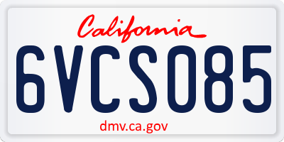 CA license plate 6VCS085