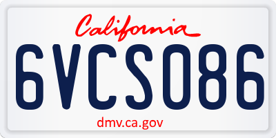 CA license plate 6VCS086