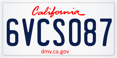 CA license plate 6VCS087