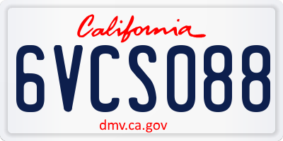 CA license plate 6VCS088