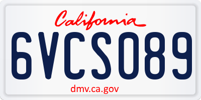 CA license plate 6VCS089