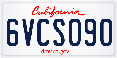 CA license plate 6VCS090