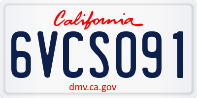 CA license plate 6VCS091
