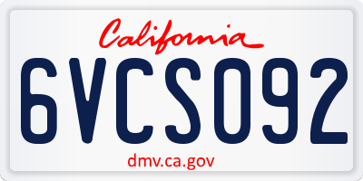 CA license plate 6VCS092