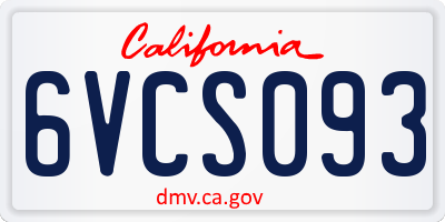 CA license plate 6VCS093