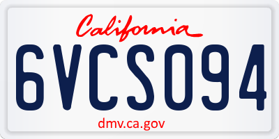 CA license plate 6VCS094