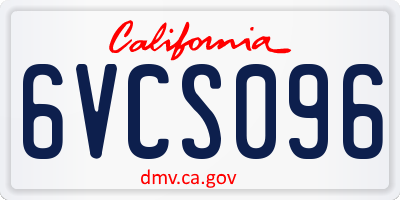 CA license plate 6VCS096