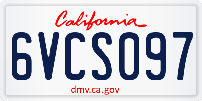 CA license plate 6VCS097