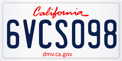 CA license plate 6VCS098