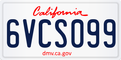 CA license plate 6VCS099