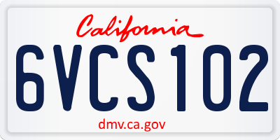 CA license plate 6VCS102