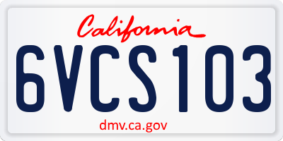 CA license plate 6VCS103