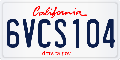 CA license plate 6VCS104