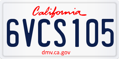 CA license plate 6VCS105