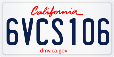 CA license plate 6VCS106