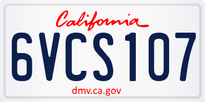 CA license plate 6VCS107