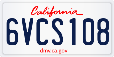 CA license plate 6VCS108
