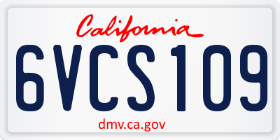 CA license plate 6VCS109