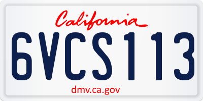 CA license plate 6VCS113
