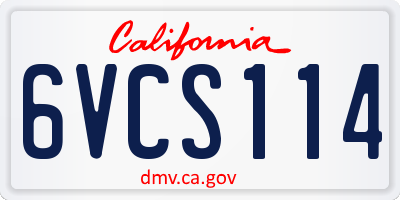CA license plate 6VCS114