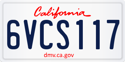 CA license plate 6VCS117