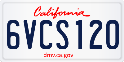 CA license plate 6VCS120