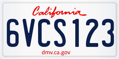 CA license plate 6VCS123