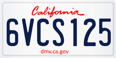 CA license plate 6VCS125