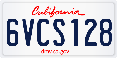 CA license plate 6VCS128