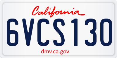 CA license plate 6VCS130