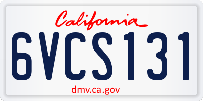 CA license plate 6VCS131