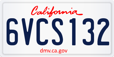 CA license plate 6VCS132