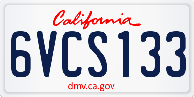 CA license plate 6VCS133