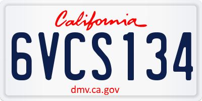 CA license plate 6VCS134