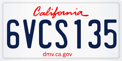 CA license plate 6VCS135