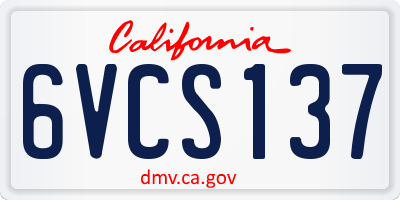 CA license plate 6VCS137