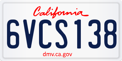 CA license plate 6VCS138