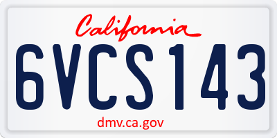 CA license plate 6VCS143