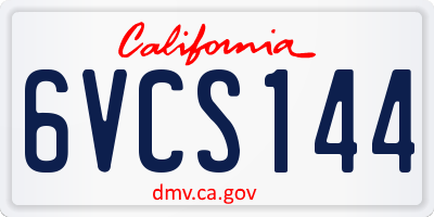 CA license plate 6VCS144