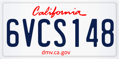 CA license plate 6VCS148