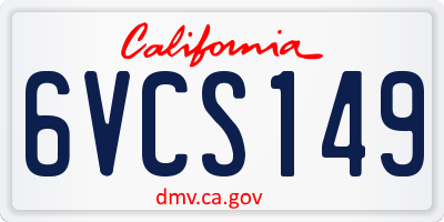 CA license plate 6VCS149